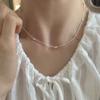 Collar pequeño de cintura con diamantes y circonitas francesas para mujer, resistente a la decoloración, de verano, ligero, de lujo, combinable con todo, cadena de clavícula, nuevo producto.