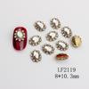Acessórios de diamante de unhas de ouro coreano japonês e coreano olho de cavalo retrô oval em forma de seta de liga de vidro plana strass jóias do prego