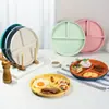 Plato Especial para Cena Reductor de Grasa Tres Compartimentos Plato para Servir Reductor de Grasa Paja de Trigo Anticaída Plato Doméstico Plato de Servicio de Alto Valor