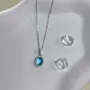 Collar de Plata de Ley con Colgante de Gota de Agua Aguamarina Lágrimas de Sirena Estilo Coreano Casual para Mujer Diseño de Nicho Cadena para Clavícula de Lujo Ligero Gama Alta