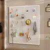 Estante de Almacenamiento de Metal para Pared con Panel Perforado, Tablero Multifuncional para Colgar Herramientas y Ferretería, Estante de Exhibición y Almacenamiento de Acero Inoxidable para Detrás de la Puerta