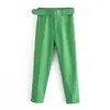 Amazon Explosiones 19 Colores Estilo Europeo y Americano Moda Joker Casual Cintura Alta Adelgazante Tubo Recto con Cinturón Pantalones de Nueve Puntos