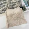 Sutiã camisola de renda estilo francês para mulheres, com bojos fixos integrados, sem costura, confortável, adequado tanto para usar por baixo quanto por cima, design longo em U nas costas