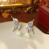 Pendientes Largos de Circonita Mariposa Súper Brillantes y Calcedonia para Mujer, Pendientes de Cristal Estilo Francés, Pendientes de Diseño de Nicho