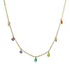 Collar de Acero de Titanio con Zirconia en Forma de Gota de Agua Colorida de Verano, Cadena para Clavícula de Diseño de Nicho de Lujo Ligero, Accesorio de Pulsera para Mujeres