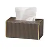 Caja de almacenamiento de pañuelos de cuero para habitación de negocios, caja de pañuelos con sello dorado de hotel, caja de almacenamiento de pañuelos de cuero para habitación de negocios