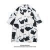 Camisa de Manga Corta Estilo Retro Japonés con Estampado Completo de Flor de Cachemira para Hombre, Marca de Moda, Holgada, Hip-hop, para Pareja, Chaqueta Casual