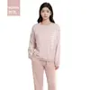 Pijama Rayado Casual de Manga Larga para Primavera y Otoño Personalizado de Fábrica Atuendo para Estudiantes Nuevas Traje para Casa