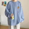 Camiseta de Manga Longa para Meninos Primavera e Outono 2025 Marca Tendência Casual Camisa de Base Estampada Top Solto Gola Redonda Camiseta Interna para Homens