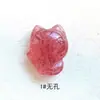 Cristal Morango Vermelho Rosado Natural Raposa Fofa Pingente Cristal Rosa Pingente DIY Pulseira Pequena Joia da Moda