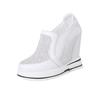 Zapatos de tacón alto de resorte de 12 cm con malla y pedrería, Zapatos casuales versátiles para mujer