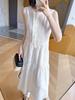 Saia White Moon Chanson! Vestido de Alfaiataria com Textura Floral Bordada em Tencel Vestido Estilo Férias