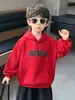 Sudadera con capucha bordada y retazos para niños de primavera y otoño, sudadera con capucha elegante estilo coreano para niños, top casual para niños pequeños y mayores