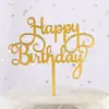 Decoración de pastel banderín acrílico insertable tarjeta cuadrada redonda cuatro colores feliz cumpleaños Arte corporal feliz doble capa bendición de cumpleaños