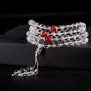 Pulsera original de cristal blanco piedra 108 cuentas de cristal blanco pulsera de rosario multi-círculo 108 piezas Clásica