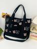 Bolso de hombro de lona de gran capacidad y combinable para estudiantes, bolso de compras portátil, bonito bolso con diseño de oso AB, venta al por mayor