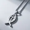 Collar Colgante Cruzado de Acero Inoxidable Cortado con Forma de Pez Caliente de Venta Europea y Americana para Hombres y Mujeres Accesorios Versátiles para Parejas