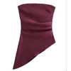 Moda europea y americana transfronteriza estilo popular de influencer INS top strapless sexy plisado asimétrico para fiesta