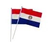 Bandeira do Paraguai 14x21cm Bandeira de Mão Bandeira da Copa do Mundo 2026 Feita Sob Medida Poliéster Bandeira Pequena com Haste