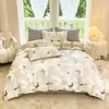 Juego de ropa de cama de algodón estilo Ins de cuatro piezas juego de tres piezas de algodón fresco para dormitorio de estudiante sábana funda de edredón