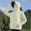 Ropa de Protección Solar para Mujer, Ropa de Protección Solar para Ciclismo al Aire Libre, Visera Negra de Goma, Chaqueta de Verano con Protección UV, Longitud Media, Visera Desmontable