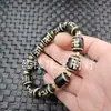 Ágata Diez Mil Caracteres Dzi Cuentas Cuentas Cubo Pulsera de Jade Cuentas con Patrón Pulsera Passepartout Ágata Negra y Blanca Pulseras para Hombres y Mujeres Venta al por Mayor