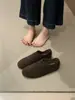 Estación Europea Zapatos de Mujer 2026 Nuevo Estilo Piel Suave Ante Punta Redonda Corte Bajo Suela Plana Piel Mate Zapatos de Abuela