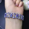 Venda Direta da Fábrica Pulseira de Tanzanita Natural, Roxo Encantador, Corpo Totalmente Limpo, Cor de Fogo Cintilante, Prata 925 Incrustação de Precisão