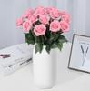 Venta al por mayor del fabricante Estilo europeo Blanco Rayas Verticales Plástico Cerámico Imitación Jarrón Adecuado para Hidroponía, Flores Frescas, Flores Artificiales, Arreglo Floral, Dormitorio
