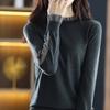 Suéter de punto con cuello de encaje para mujer, recién llegado de primavera, suéter de punto con ribete de orejas, estilo occidental, suéter de cuello medio alto, suéter de lana fina
