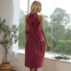 Bai Fen Zhi YiRopa de Mujer Transfronteriza Venta Caliente Verano Vestido de Noche Europeo y Americano Color Sólido Cuello Halter Cintura Ceñida Ajustado