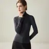 Suéter de cuello alto ajustado de fina imitación 100% lana pura para mujer, top de punto básico liso de manga larga, elegante suéter para ir al trabajo