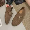 Mocasines Estilo Retro Old Money para Mujer Otoño Nuevo Hebilla Metálica Oculta Aumentador de Altura para Viajes Diarios Casuales Versátiles Birkenstock Zapatos Individuales de Moda