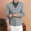 Suéter abrigo de moda europea y americana para hombre, cálido y cómodo, maduro y versátil, cárdigan de punto casual de comercio exterior, manga larga para hombre
