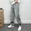 Stock de fábrica: Pantalones de mezclilla stylish desgastados para hombre, retro americano holgados de pierna ancha rectos largos, geniales de estilo callejero