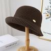 Sombrero de Cubo Redondo Pequeño Simple y Versátil con Logo para Salidas de Otoño, Protección Solar, Adelgazamiento Facial, Sombrero de Pescador Casual y Versátil