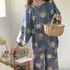 2026 Nuevo Conjunto de Pijama Pullover de Algodón y Seda de Alta Calidad para Mujer, Estilo Perezoso de Manga Larga para Aire Acondicionado