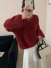 Suéter de Punto Redondo Pesado con Lentejuelas y Pedrería, Nuevo Estilo Primavera 2026, Corte Holgado, Elegante, Versátil, Top de Punto para Mujer