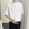 FW10427 2025 Novo Estilo Maduro Leve Verão Novo Camisa Manga Média Masculina Sem Passar Manga Curta Top Casual