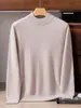 Suéter de Cashmere 100% Puro de Luxo para Homens, Fio Floral, Gola Semi-Alta, Casual de Negócios, Tricô de Caimento Solto, Camisa de Base