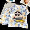 Pijama para niñas, nuevo de verano para niños, seda de hielo fina, cuello en V, dibujos animados, conjunto de ropa de casa para aire acondicionado para niños y niños mayores