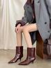 ¡Popular! Botines Estilo Europeo y Americano con Caña Ancha, Botas de Moda para Otoño e Invierno, Nuevos Botines Rectos de Punta Fina y Tacón Kitten