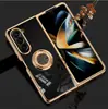 Adecuado para Funda de Teléfono Móvil Samsung Z Fold7/6 5/4 Soporte de Hebilla de Anillo Electrochapado Magnético para Coche Plegable Cubierta Protectora de Pantalla