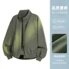 Chamarra Bomber Azul Marino con Cuello Alto para Hombre, Atuendo de Otoño, Chaqueta Corta Estilo Americano, Chaqueta de Béisbol de Nicho High Street para Pareja