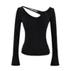 Atacado de Roupas Femininas Transfronteiriças Estilo Europeu e Americano Outono 2025 Novas Blusas Elegantes Slimming Look Recorte Elástico Manga Longa
