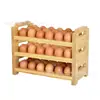 Portahuevos de Madera Transfronterizo para Uso Doméstico, Estante de Huevos Apilable, Bandeja de Huevos de Madera para Refrigerador Encimera, Caja de Almacenamiento Creativa