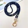 Nuevo Bolso Cruzado de Flor con Pedrería de Cristal Largo Hebilla Redonda de Pedrería Correa de Cámara de Gama Alta Cadena Antiperdida Cadena Cruzada
