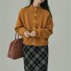Cardigan Tricotado Gola Alta Retrô Estilo Japonês Roupa Externa Feminina Outono e Inverno Novo Solto Estilo Preguiçoso Macio Cera Cor Sólida Jaqueta Suéter