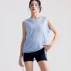 Top deportivo sin mangas suelto y transpirable de fibra de bambú para primavera y otoño, pantalones cortos de tres cuartos, cubierta con cordón, conjunto de fitness y yoga