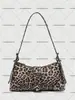 Bolso Biker Vintage para Mujer con Patrón de Ciervo en Cuero Envejecido con Decoración de Hebilla de Pin Remachado, Bolso Baguette de Hombro para Debajo del Brazo